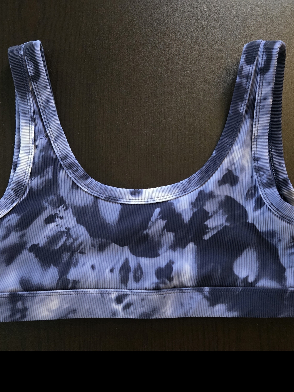 Blue Tie-Dye Ribbed Sports Bra